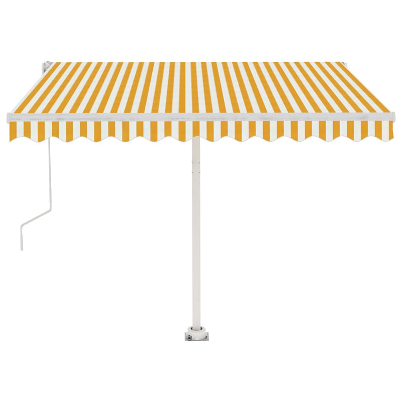 vidaXL sárga-fehér automata póznás napellenző 350 x 250 cm