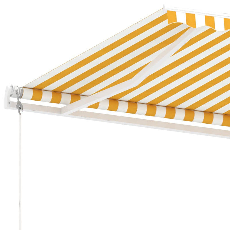 vidaXL sárga-fehér automata póznás napellenző 350 x 250 cm