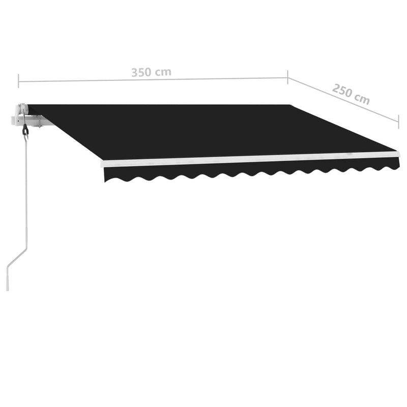 vidaXL antracitszürke automata póznás napellenző 350 x 250 cm