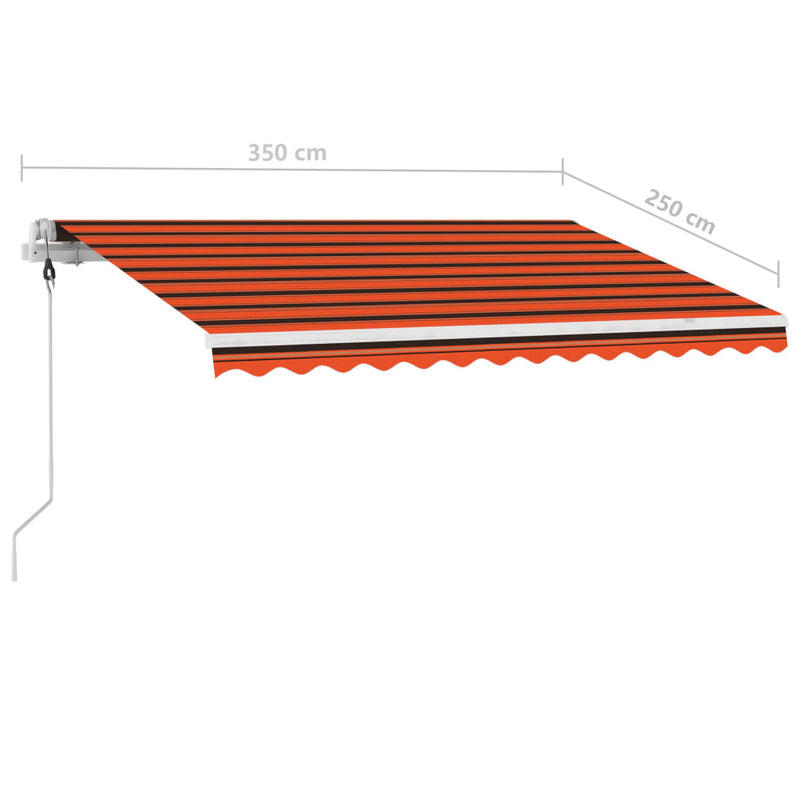 vidaXL narancssárga-barna automata póznás napellenző 350 x 250 cm