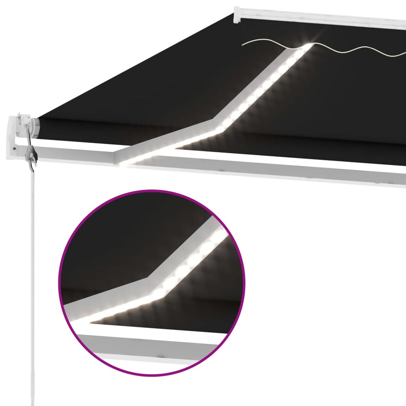 vidaXL antracitszürke szélérzékelős és LED-es napellenző 350 x 250 cm