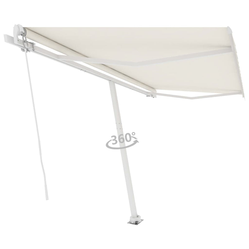 vidaXL krémszínű kézzel kihúzható póznás napellenző 400 x 300 cm