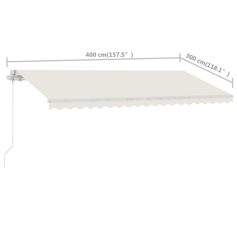 vidaXL krémszínű kézzel kihúzható póznás napellenző 400 x 300 cm