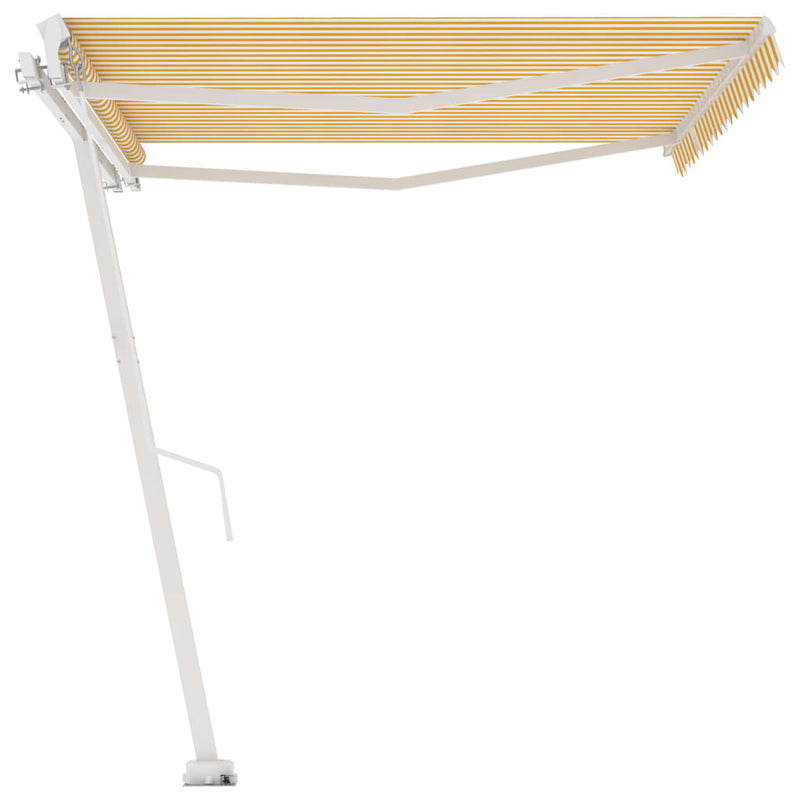 vidaXL sárga és fehér kézzel kihúzható póznás napellenző 400 x 300 cm