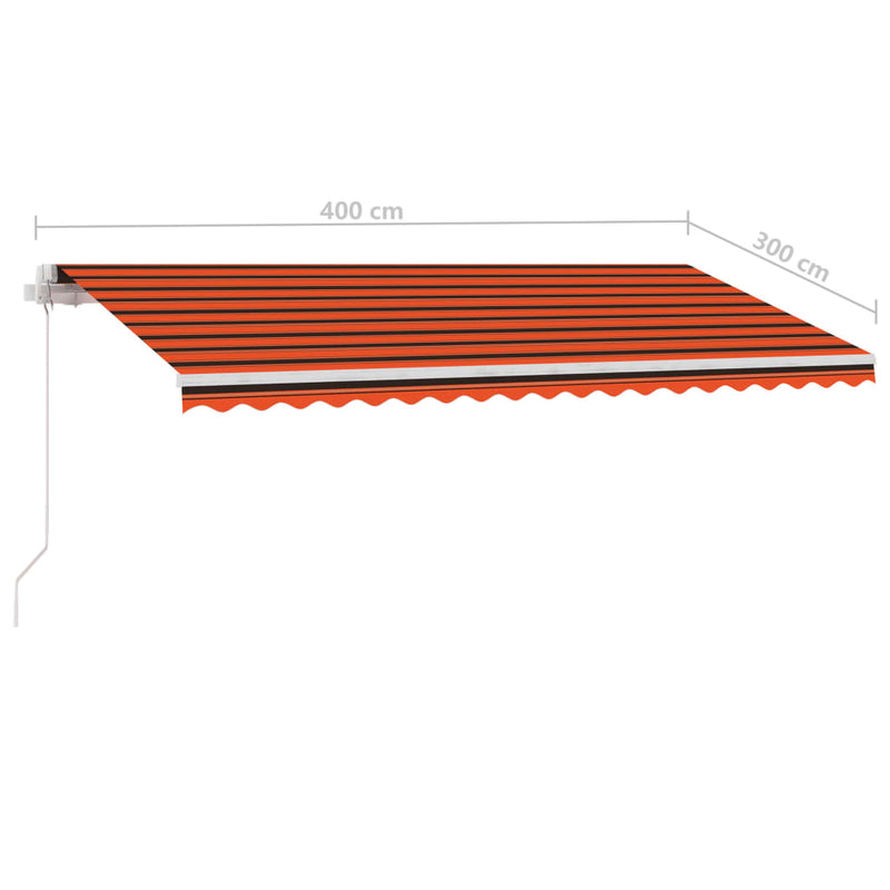 vidaXL narancs-barna kézzel kihúzható póznás napellenző 400 x 300 cm