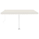 vidaXL krémszínű kézzel kihúzható LED-es napellenző 400 x 300 cm