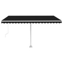 vidaXL antracitszürke kézzel kihúzható LED-es napellenző 400 x 300 cm