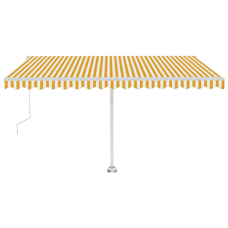 vidaXL sárga és fehér automata póznás napellenző 400 x 300 cm