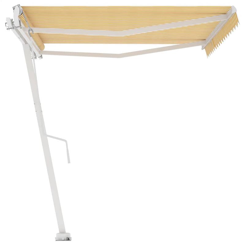 vidaXL sárga és fehér automata póznás napellenző 400 x 300 cm