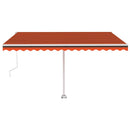 vidaXL narancssárga és barna automata póznás napellenző 400 x 300 cm