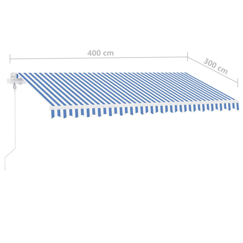 vidaXL kék/fehér automata szélérzékelős és LED-es napellenző 400x300cm