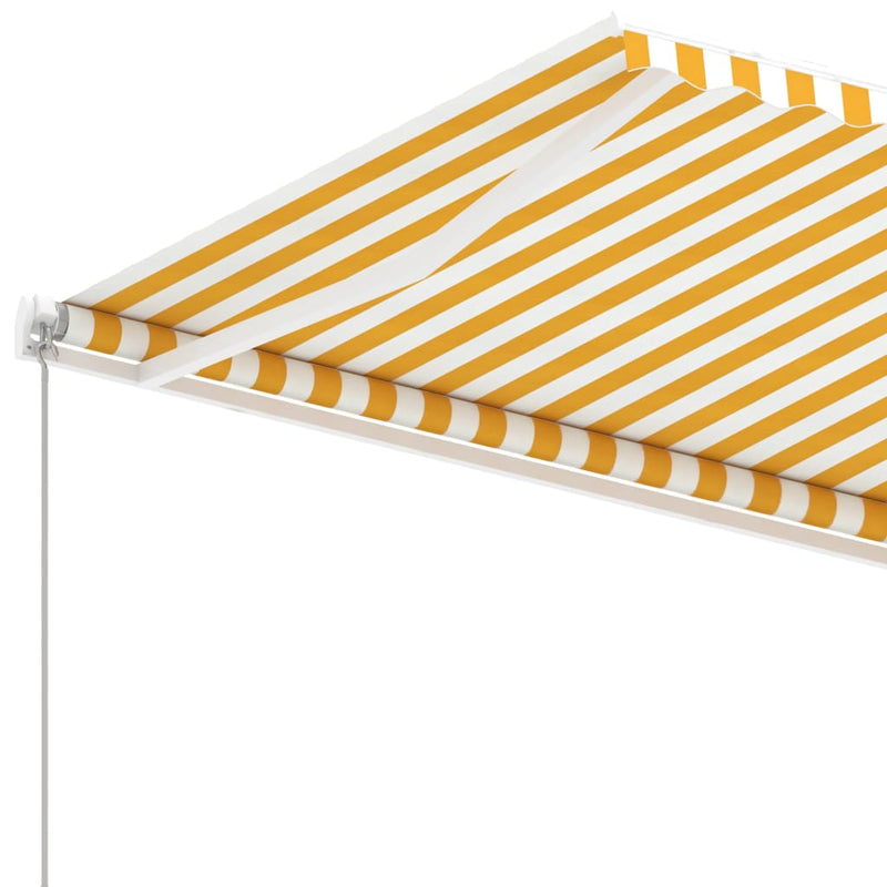 vidaXL sárga-fehér kézzel kihúzható póznás napellenző 450 x 300 cm