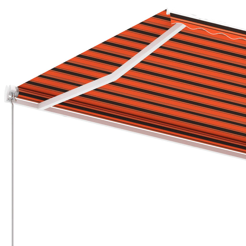 vidaXL narancs-barna kézzel kihúzható póznás napellenző 450 x 300 cm