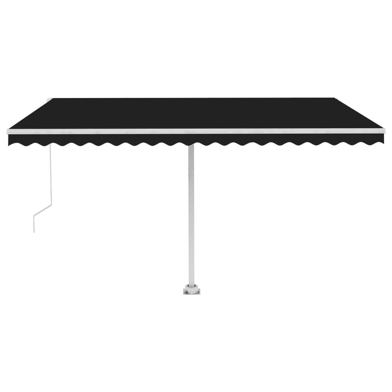 vidaXL antracitszürke kézzel kihúzható LED-es napellenző 450 x 300 cm