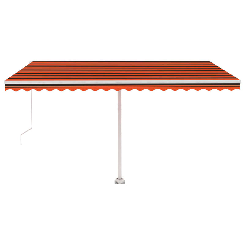 vidaXL narancs és barna kézzel kihúzható LED-es napellenző 450x300 cm