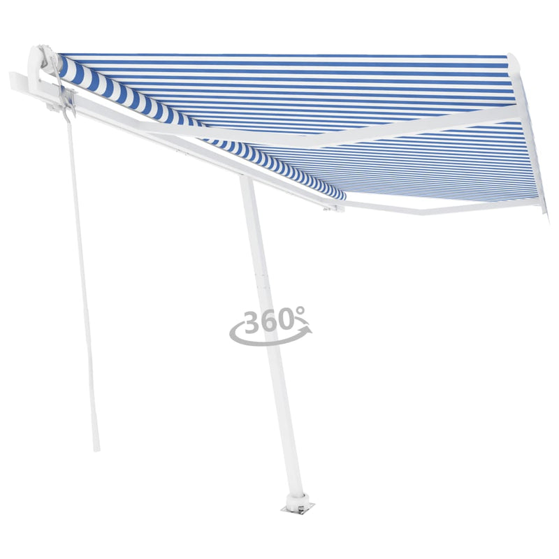 vidaXL kék és fehér automata póznás napellenző 450 x 300 cm