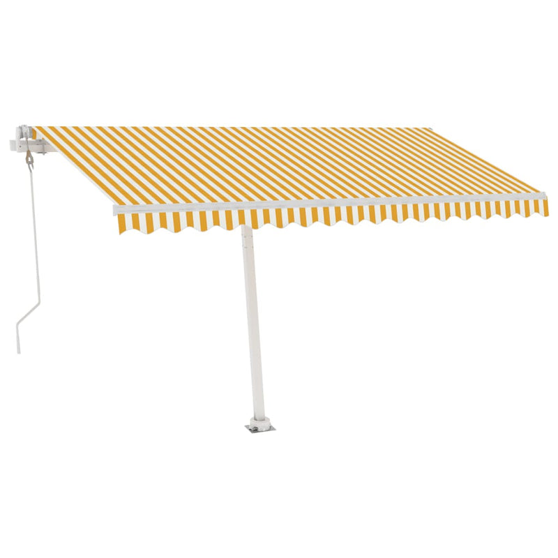 vidaXL sárga-fehér automata póznás napellenző 450 x 300 cm