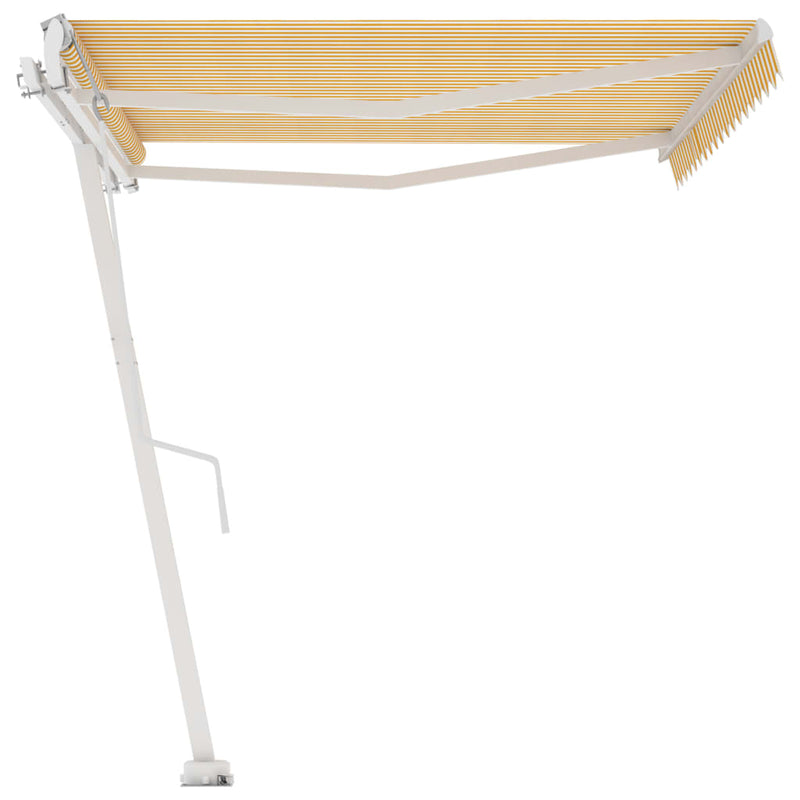 vidaXL sárga-fehér automata póznás napellenző 450 x 300 cm