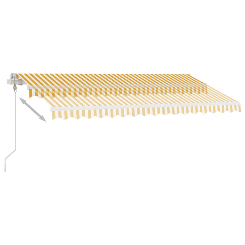 vidaXL sárga-fehér automata póznás napellenző 450 x 300 cm