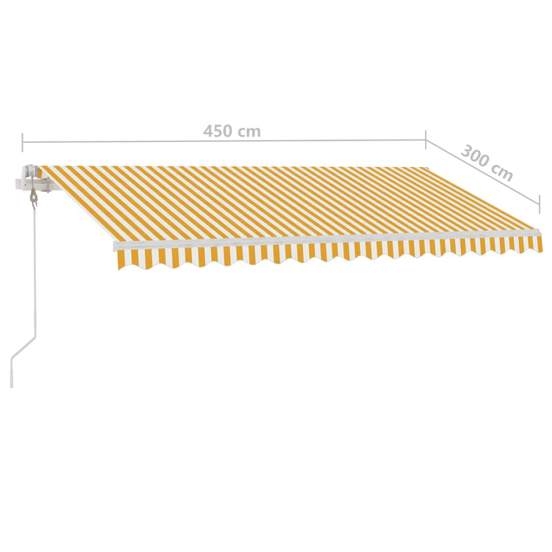 vidaXL sárga-fehér automata póznás napellenző 450 x 300 cm
