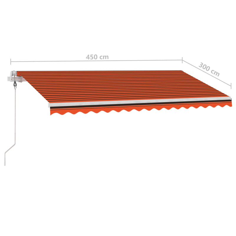vidaXL narancssárga-barna automata póznás napellenző 450 x 300 cm