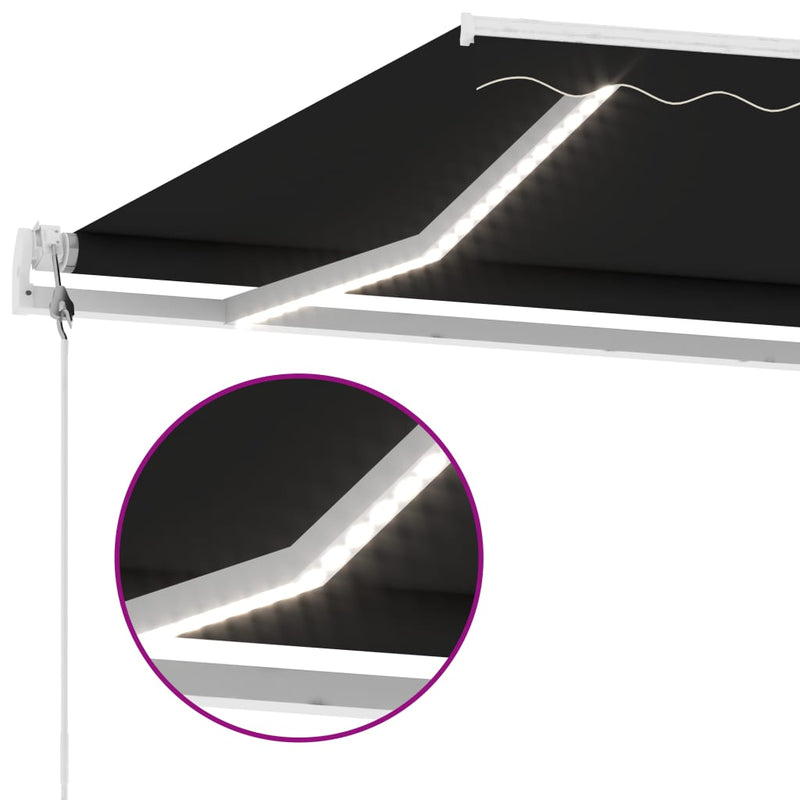 vidaXL antracitszürke szélérzékelős és LED-es napellenző 450 x 300 cm