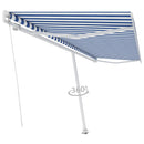 vidaXL kék és fehér kézzel kihúzható póznás napellenző 500 x 300 cm