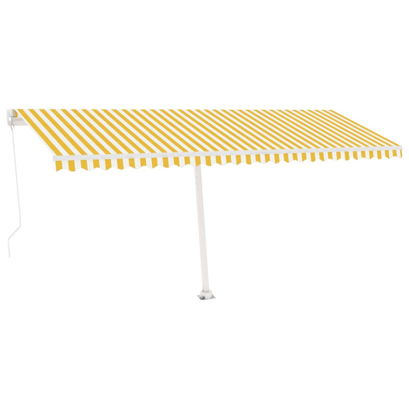vidaXL sárga-fehér kézzel kihúzható póznás napellenző 500 x 300 cm