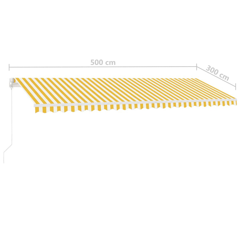 vidaXL sárga-fehér kézzel kihúzható póznás napellenző 500 x 300 cm