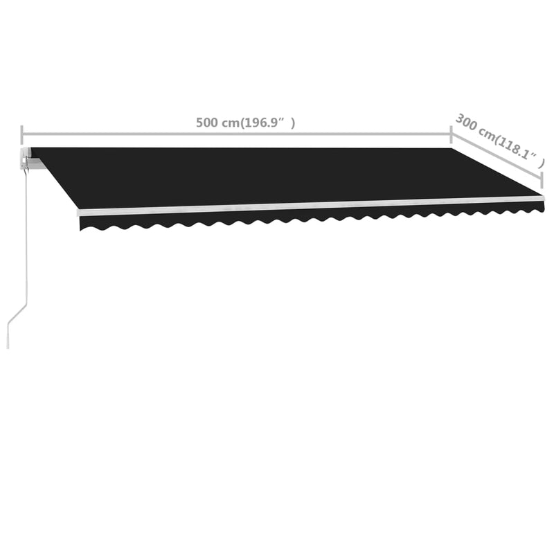 vidaXL antracitszürke kézzel kihúzható póznás napellenző 500 x 300 cm