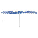 vidaXL kék és fehér kézzel kihúzható LED-es napellenző 500 x 300 cm