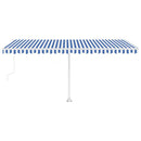vidaXL kék és fehér automata póznás napellenző 500x300 cm