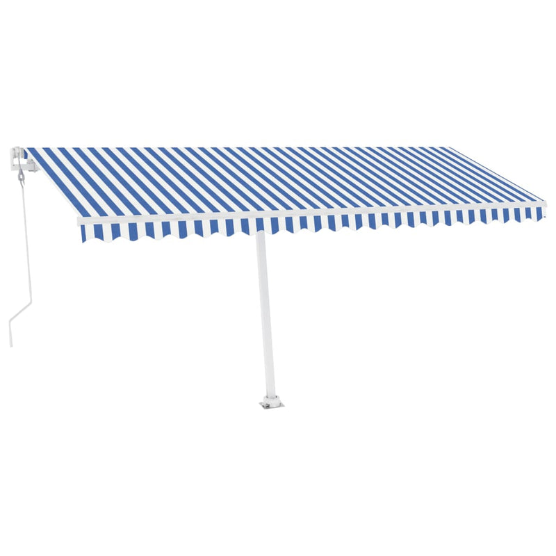 vidaXL kék és fehér automata póznás napellenző 500x300 cm