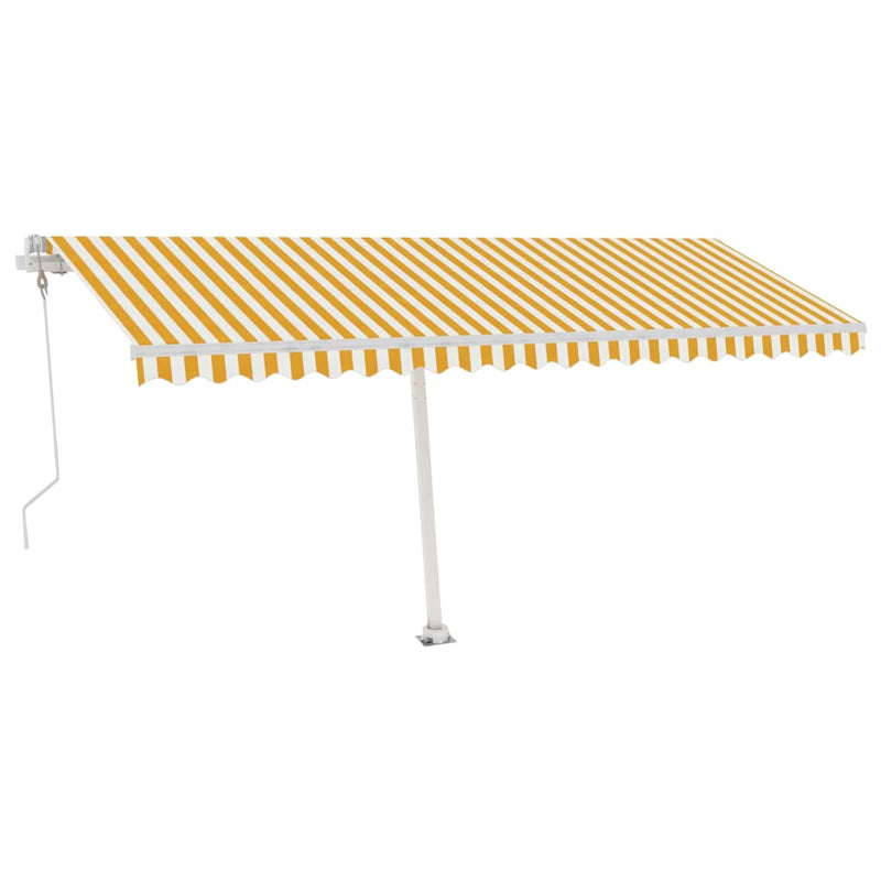 vidaXL sárga-fehér automata póznás napellenző 500x300 cm