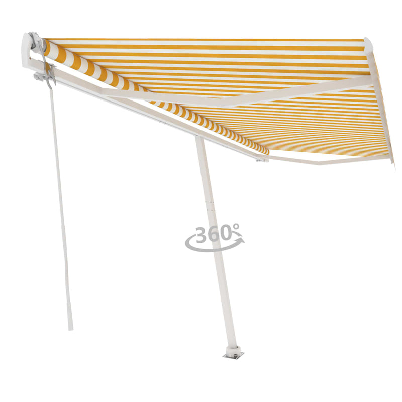 vidaXL sárga-fehér automata póznás napellenző 500x300 cm