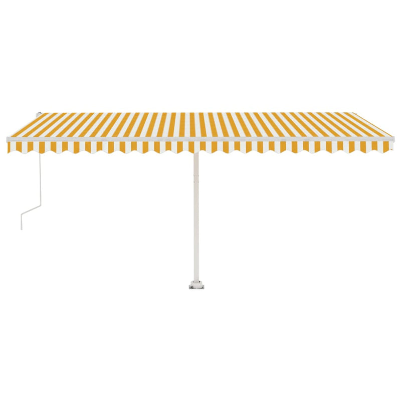 vidaXL sárga-fehér automata póznás napellenző 500x300 cm