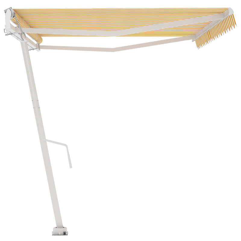 vidaXL sárga-fehér automata póznás napellenző 500x300 cm
