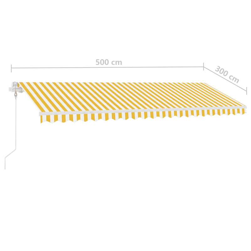 vidaXL sárga-fehér automata póznás napellenző 500x300 cm
