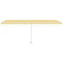 vidaXL sárga-fehér kézzel kihúzható póznás napellenző 600 x 300 cm