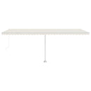 vidaXL krémszínű kézzel kihúzható LED-es napellenző 600 x 300 cm