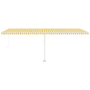 vidaXL sárga és fehér kézzel kihúzható LED-es napellenző 600x300 cm