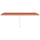 vidaXL narancs és barna kézzel kihúzható LED-es napellenző 600x300 cm