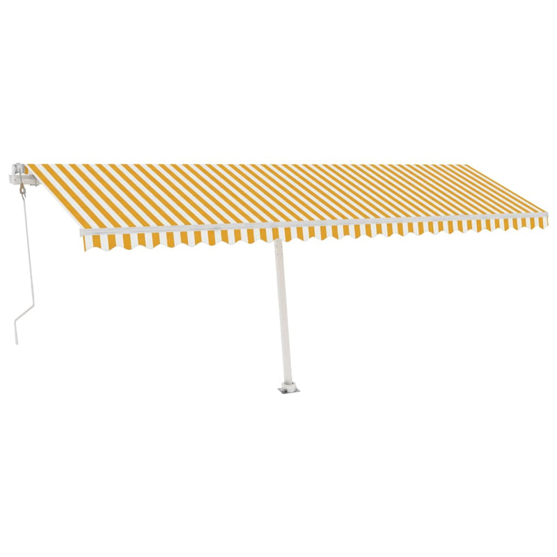 vidaXL sárga-fehér automata póznás napellenző 600 x 300 cm