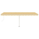 vidaXL sárga-fehér automata póznás napellenző 600 x 300 cm