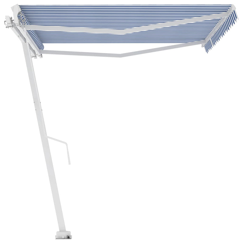 vidaXL kék és fehér kézzel kihúzható póznás napellenző 400 x 350 cm