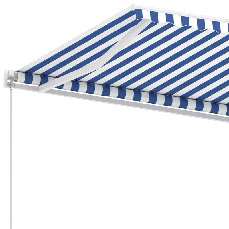 vidaXL kék és fehér kézzel kihúzható póznás napellenző 400 x 350 cm