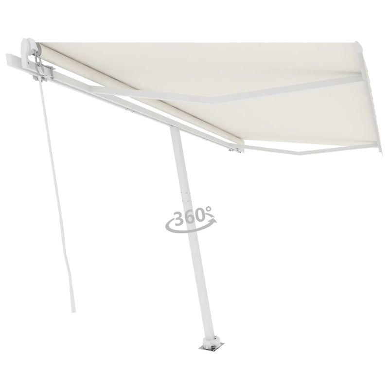 vidaXL krémszínű kézzel kihúzható póznás napellenző 400 x 350 cm