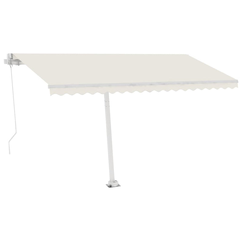 vidaXL krémszínű kézzel kihúzható póznás napellenző 400 x 350 cm