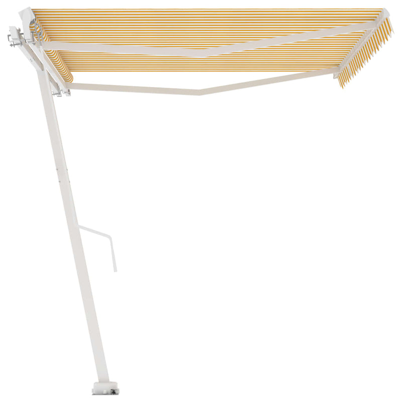 vidaXL sárga-fehér kézzel kihúzható póznás napellenző 400 x 350 cm