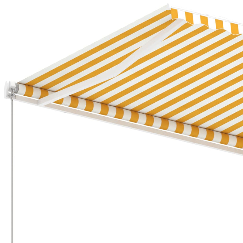 vidaXL sárga-fehér kézzel kihúzható póznás napellenző 400 x 350 cm